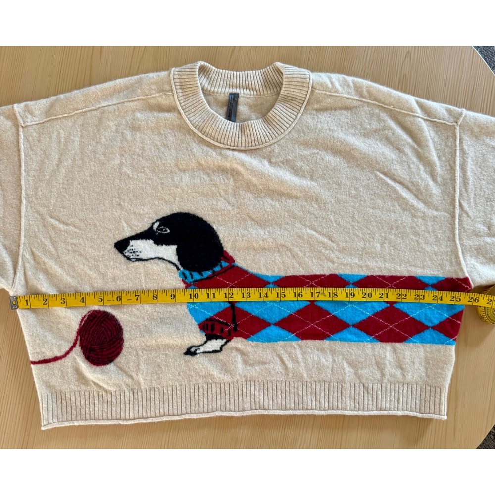 By Anthropologie "The Goldie" Cashmere Dachshund Sweater Size XL 🐶✨ - Picture 9 of 10